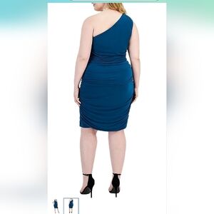 Emerald Sundae One-Shoulder Blue Midi Dress